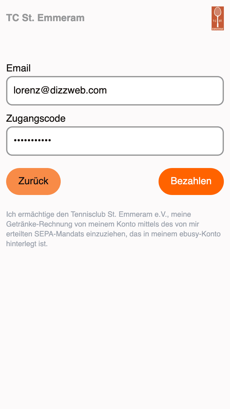 Club-Software API-Anbindung mockup 2